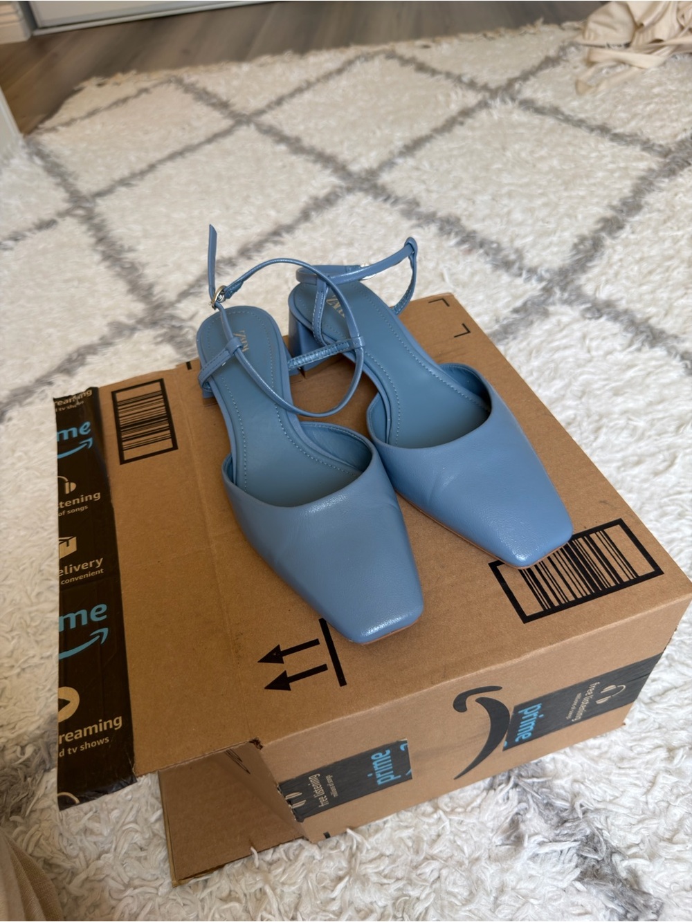 Zara Sky Blue Pointed Slingback Mules